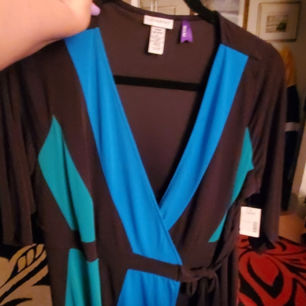 Very nice dress blue, green  ,black w/ belt